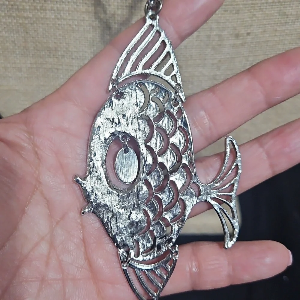 Vintage Silver-tone Fish Pendant